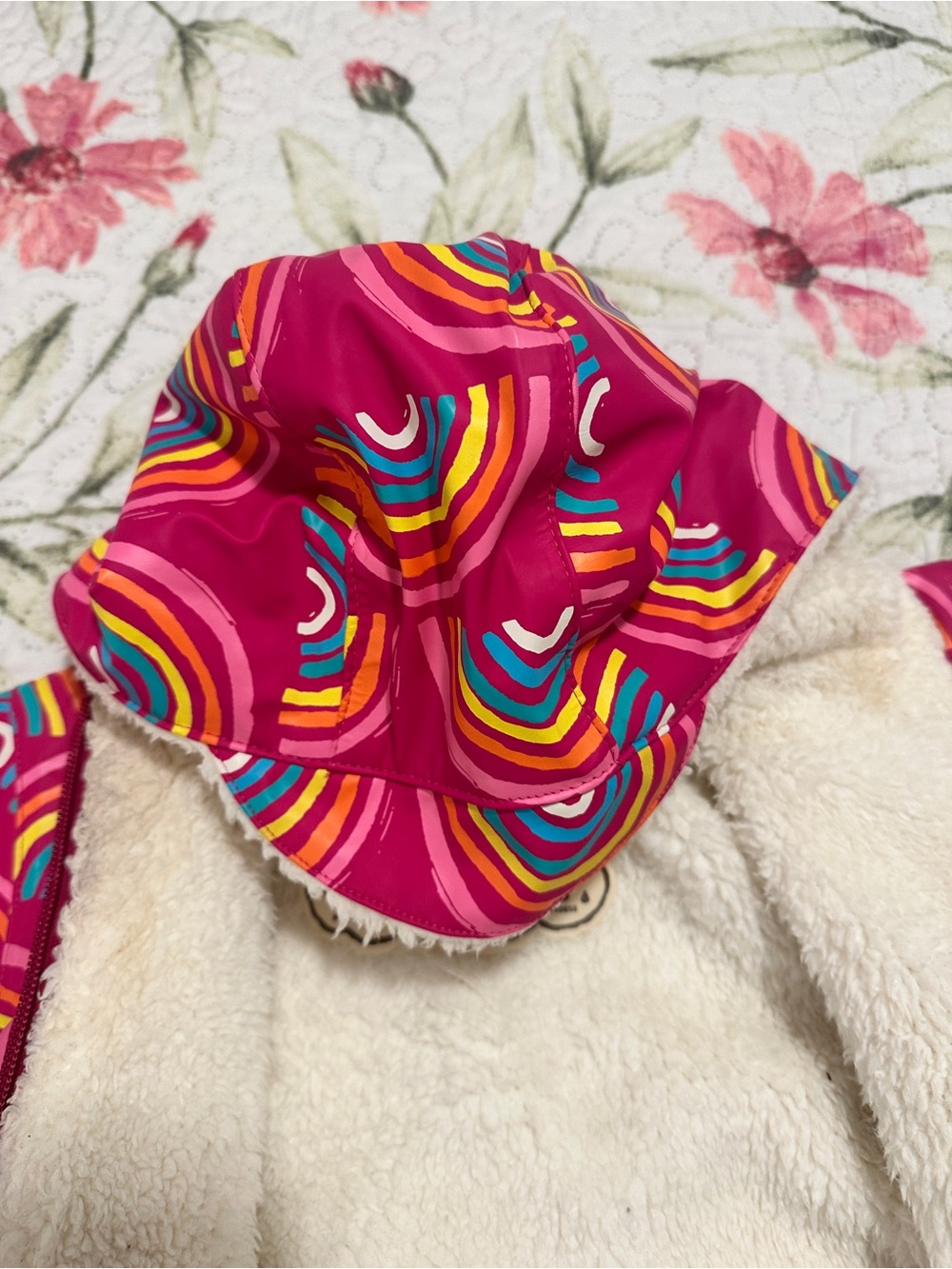Hatley Rainy Rainbows Sherpa Lined Baby Rain Bundler Suit Size 9-12 Months - Picture 6 of 11